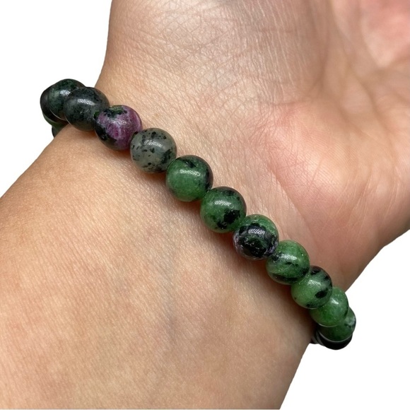 6mm Ruby Zoisite Stretch Bracelet Beads Beaded Crystal Stone Gemstone Green - Picture 6 of 6